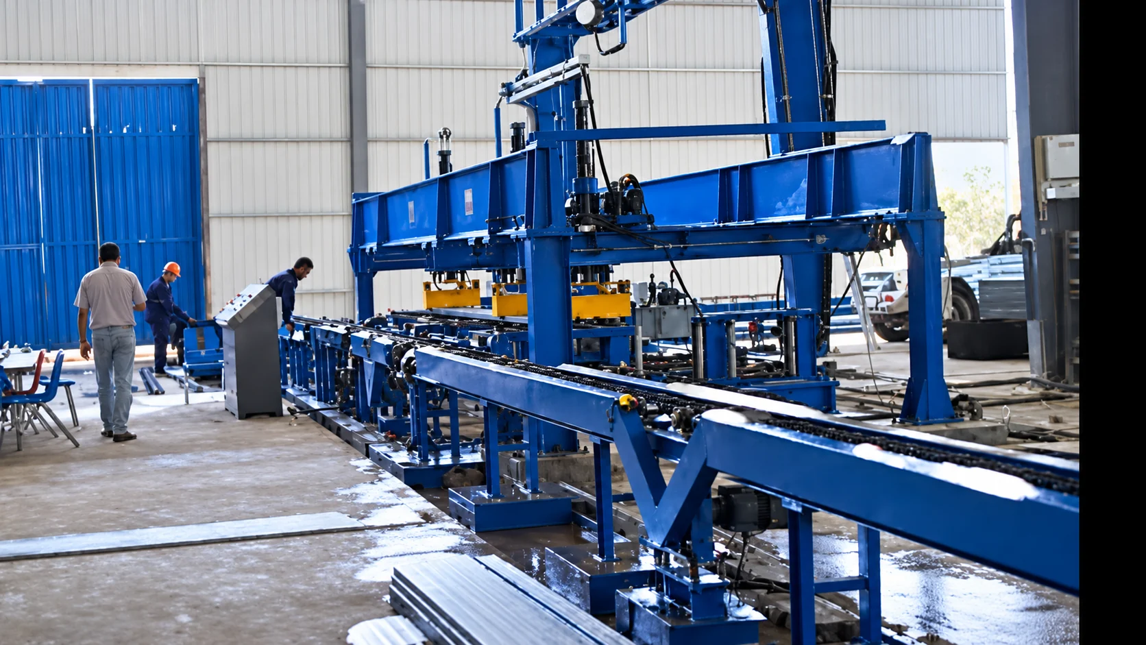 Direct-forming line during trial production