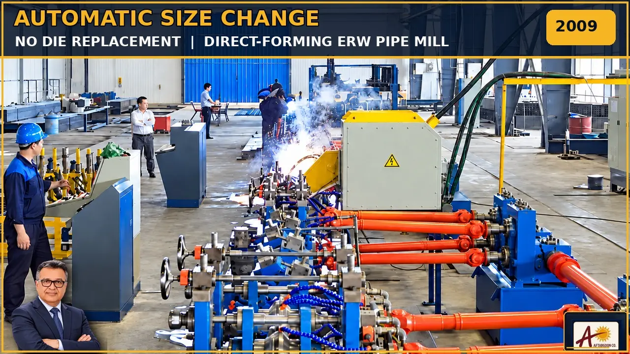 Video of the first trial production on the Jooybar Louleh direct-forming tube mill in 2009